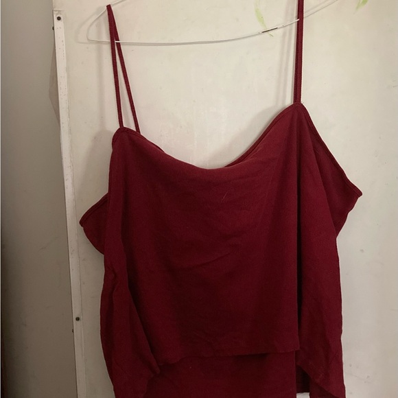 Red ASOS camisole cotton with ruffle plus size - Picture 2 of 6